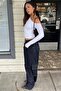 White Boat Neck Long Sleeve Women's Bodysuit Sh201 - 2