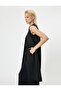 V-Neck Crepe Fabric Long Vest with Side Window Detail - 2