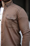 Men's Brown Slim Fit Slim Fit Jeans Shirt - 3
