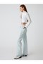 Straight Leg Cotton Jeans with Double Waist Detail - Straight Jean