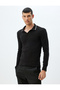 Slim Fit T-Shirt Long Sleeve V Neck Polo Cotton - 3
