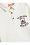 Polo Neck Sweatshirt Embroidery Detail Long Sleeve Textured - 3