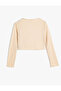 T-Shirt with Slogan and Stitching Detail, Long Sleeve, Crew Neck - 2