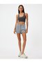 U-Neck Sleeveless Tulle Detailed Slim Fit Covered Sports Bra Interlock