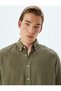 Linen Shirt Long Sleeve Buttoned Collar Detailed