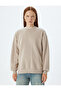 Three Thread Raised Ribbed Crew Neck Long Sleeve Basic Sweatshirt - 3