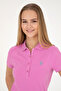 Women's Pink Basic Polo Neck T-Shirt 50280057-Vr037 - 3