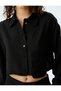 Long Sleeve Crop Shirt Loose Fit Viscose Fabric - 5
