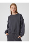 Basic Oversize Sweatshirt Long Sleeve Crew Neck with Stitching Detail - 3