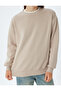 Three Thread Raised Ribbed Crew Neck Long Sleeve Basic Sweatshirt - 5