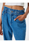 High Waist Buttoned Mom Jean Trousers with Elastic Waist - 5