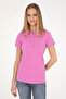 Women's Pink Basic Polo Neck T-Shirt 50280057-Vr037