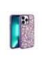 iPhone 13 Pro Compatible Shiny Stone Design Zore Linea Case-Deep Purple