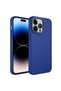 iPhone 13 Pro Compatible Metal Frame and Push Button Design Silicone Zore Luna Case-Navy Blue
