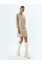 Mini Dress with Cuffs, Long Sleeves, Round Neck, Cotton - 2