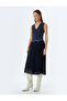 High Waist Midi Pleated Skirt - 2