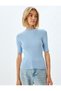 Short Sleeve Knitwear Sweater Lightweight Mock Neck - 3