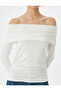 Long Sleeve Off-The-Shoulder Body Madonna Collar Draped Slim Fit - 5