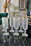 Set of 6 Origami Striped Footed Coffee Side Water Glasses