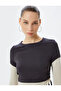 Crop T-Shirt Long Sleeve Slim Fit Shirred Crew Neck