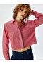 Crop Shirt Long Sleeve Classic Collar Buttoned Pocket Detail - 2