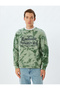 Slogan Printed Sweatshirt Crew Neck Washed Raised Cotton Blend - 3