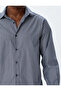 Slim Fit Shirt with Half Italian Collar, Long Sleeves, Cotton Blend - 5