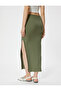 Midi Skirt Slit Detail High Waist A-Line - 4
