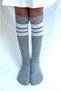 Socks 4 Pairs Girls, Women Gray Striped Non-Slip Below Knee Middle School High School College School Socks - 4