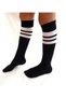 Socks 4 Pairs Girls, Women Black Striped Non-Slip Below Knee Middle School High School College School Socks - 5