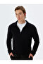 Polo Collar Sweatshirt with Half Zipper Detail, Long Sleeve, Cotton