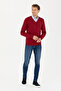 Men's Burgundy V-Neck Sweater 50277106-Vr014 - 4