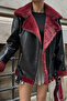 Premium Leather Toscana Laminated Belted Jacket Luxury Women's Coat with Inner Lining Detail - 2