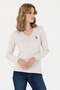 Women's Stone Melange V-Neck Basic Sweater 50276570 -Vr225 - 4