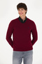 Men's Burgundy V-Neck Sweater 50275819-Vr014 - 3