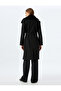 Faux Fur Collar Long Double Breasted Stamp Coat with Belt and Buttoned Pocket - 4