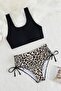 Leopard Bikini Bottom with Side Gather Adjustment Detail - 2