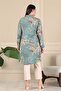 Women's Plus Size Shirt Collar Buttoned Shirt Tunic Water Green - 8