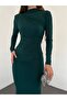 Women's Shoulder and Waist Drawstring Stand Collar Long Sleeve Long Dress