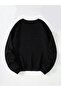 Unisex Oversize Düz Basic Sweatshirt – Siyah - 2