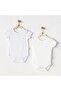Ac24704 Jacquard Short Sleeve 2-Piece Baby Body Ecru White
