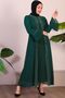 Women's Plus Size Jewelled and Pearl Patterned Sleeves Pleated Mother Hijab Evening Dress Set - 8