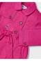Girl's Buttoned Trench Coat - Fuchsia - 3