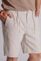 Men's Side Pockets Elastic Waist Linen Blend Relaxed Fit Chino Shorts Beige - 4