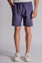 Men's Relaxed Fit Jogger Shorts with Side Pockets and Elastic Waist, Linen Texture, Navy Blue - 3