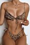 Leopard Patterned Tied String Bikini Top - 2