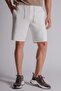 Men's Side Pockets Elastic Waist Linen Look Relaxed Fit Chino Shorts Ecru - 3