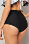 Front Gathered High Waist Bikini Bottom - 2