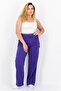 Women Plain Wide Leg Pants, Purple - 2