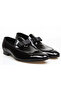 Black Color Laceless Genuine Leather Men's Patent Leather Shoes